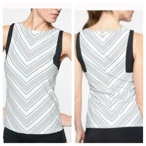 ATHLETA Chevron Rashguard Swim Top Black & White S Small UPF